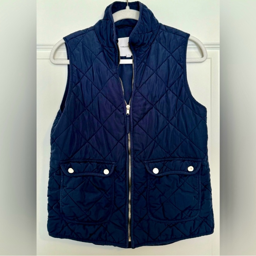 Thread & Supply Lightly Quilted Navy Blue Vest – Full Zip